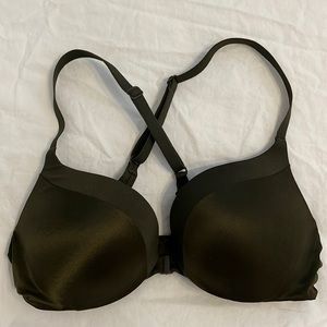 Victoria’s Secret Racerback Front Closure Padded Push Up Bra Dark Green NWOT 32A